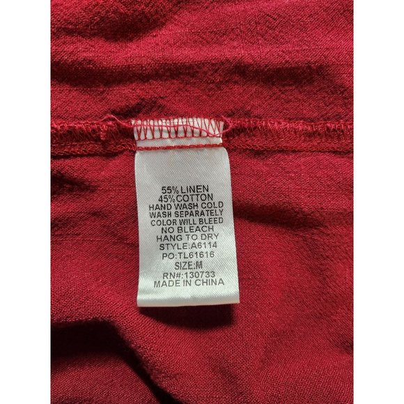 Umgee Burgandy  Linen/Cotton Midi‎ Dress Size Med. - Picture 5 of 6